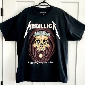 Metallica T Shirt, Double Sided Print, 2019 In Vertigo You Will Be, Size L, NWOT
